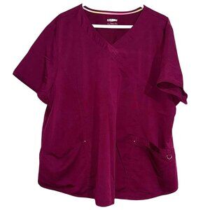 Scrubstar Ultimate Womens Wine Scrub Top 3XL V-Neck Short Sleeve With Pockets